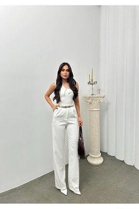 شلوار سفید زنانه پارچه TİSHOOSTORE - کد 929649851