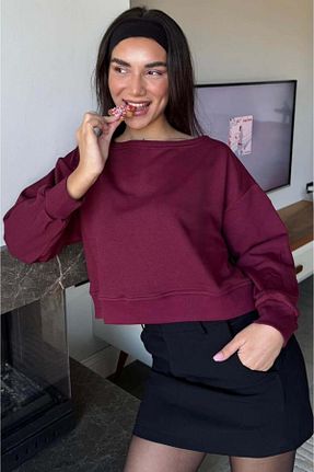 سوئیشرت زرشکی زنانه ساده Madmext - کد 863917084