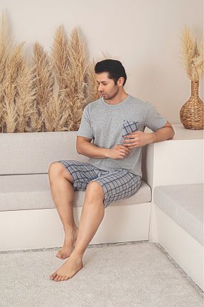 ست لباس راحتی طوسی مردانه %100 پنبه Sude HOMEWEAR - کد 925583668
