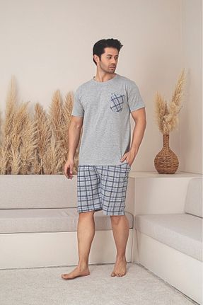 ست لباس راحتی طوسی مردانه %100 پنبه Sude HOMEWEAR - کد 925583668