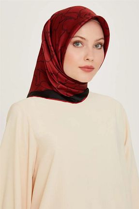 روسری زرشکی کرپ ساتن ابریشم Armine - کد 929692419