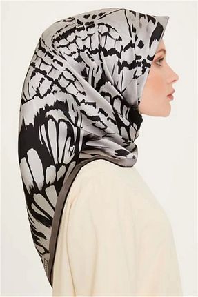 روسری طوسی کرپ ساتن ابریشم Armine - کد 929688115