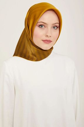 روسری خاکی کرپ ساتن ابریشم Armine - کد 929676901