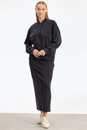 ست بالاتنه و پائین تنه حجاب مشکی زنانه رگولار Tığ Triko - کد 861943845