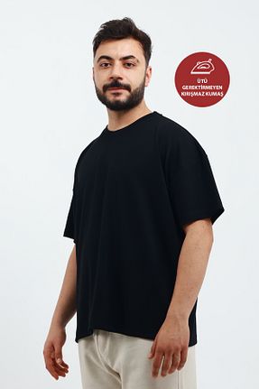 تیشرت مشکی مردانه اورسایز OXVİN - کد 921944592