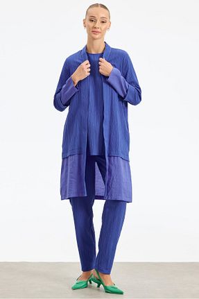 ست بالاتنه و پائین تنه حجاب سرمه ای زنانه رگولار Tığ Triko - کد 861930418