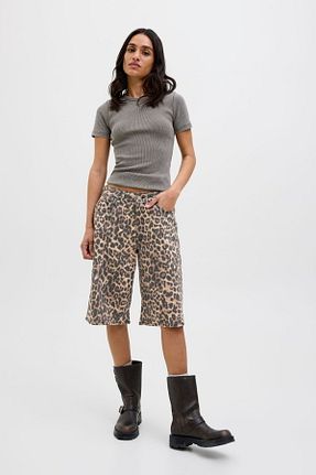 شلوارک و برمودا بژ زنانه فاق بلند Jack & Jones - کد 929684503