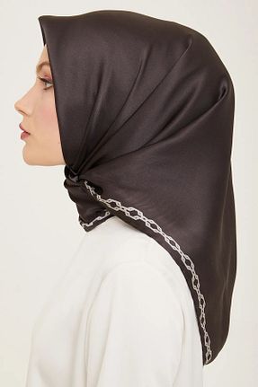 روسری طوسی کرپ ساتن ابریشم Armine - کد 929676811