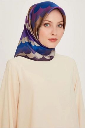 روسری بنفش کرپ ساتن ابریشم Armine - کد 929690581
