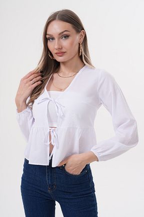 بلوز سفید زنانه ساده Laressi - کد 929699865