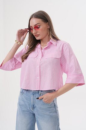پیراهن صورتی زنانه کراپ Laressi - کد 929697759