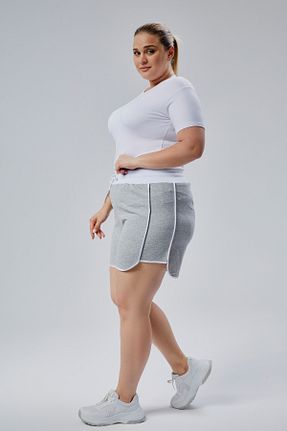 شلوارک و برمودا سایز بزرگ طوسی زنانه فاق بلند BANEGA - کد 924393368