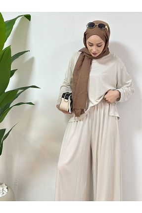 ست بالاتنه و پائین تنه بژ زنانه بافتنی cefwomans - کد 929720127