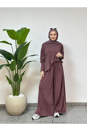 ست بالاتنه و پائین تنه بنفش زنانه بافتنی cefwomans - کد 929720152