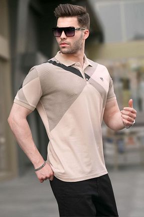 پولوشرت بژ مردانه پنبه پلی استر Madmext - کد 736353017