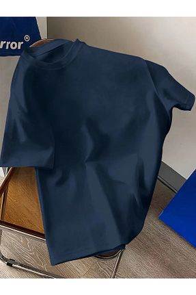 تیشرت سرمه ای زنانه اورسایز Revasser - کد 929745262