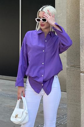 پیراهن بنفش زنانه اورسایز Madmext - کد 243946459