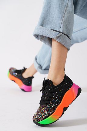 کفش اسنیکر مشکی زنانه بند دار Moda Pie - کد 929747848