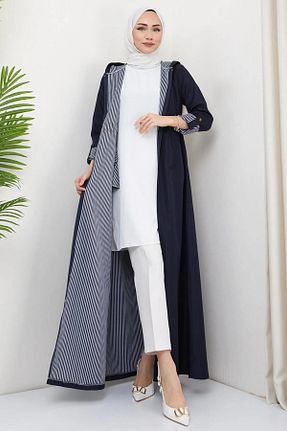 مانتو بلند حجاب سرمه ای زنانه Quen - کد 929748691