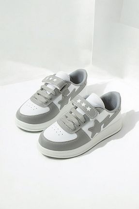 کفش اسنیکر طوسی بچه گانه چرم مصنوعی LANDSHOES - کد 929746894