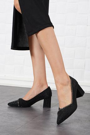 کفش پاشنه بلند کلاسیک مشکی زنانه پارچه Moda Pie - کد 854102575