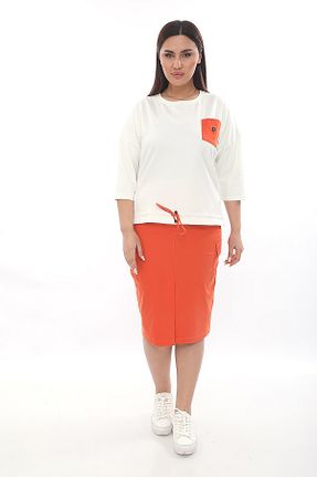 ست بالاتنه و پائین تنه نارنجی زنانه بافت EXİTLİNE - کد 929765851