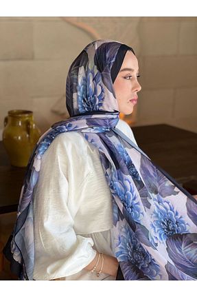 شال سرمه ای زنانه پنبه ای Modakaşmir - کد 929839314