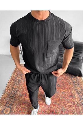 ست بالاتنه و پائین تنه مشکی مردانه بافتنی viperkombin - کد 929769033
