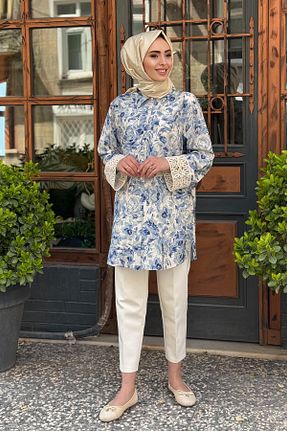 پیراهن حجاب آبی زنانه رگولار SEÇİL - کد 929773046