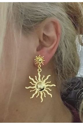 گوشواره جواهر زرد فلزی mos&more - کد 929785638