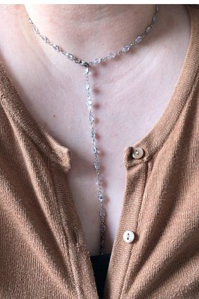 گردنبند استیل ( فولاد ) طوسی زنانه رودیوم AurorAccessory - کد 926539284