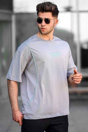 تیشرت طوسی مردانه اورسایز Madmext - کد 97197073
