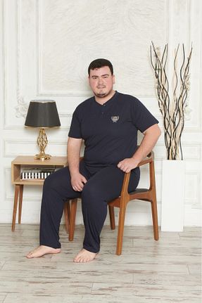 ست لباس راحتی سایز بزرگ سرمه ای مردانه ساده Pyjama Familya - کد 929817752