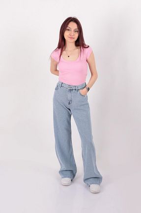 شلوار جین متالیک زنانه پاچه گشاد Aynaz - کد 929815618