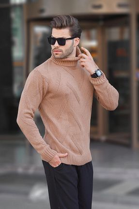 پلیور قهوه ای مردانه طرح دار Madmext - کد 850071240