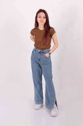 شلوار جین آبی زنانه پاچه گشاد Aynaz - کد 929815782