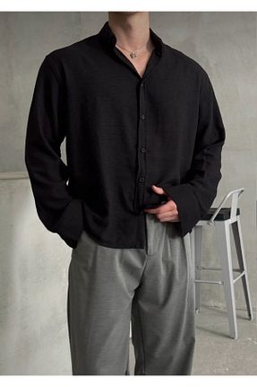 پیراهن مشکی مردانه اورسایز LC Waikiki - کد 929840744
