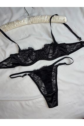 ست لباس زیر مشکی زنانه ROZENİN LINGERIE - کد 929833524