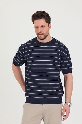 تیشرت سرمه ای مردانه یقه دوچرخه Tarz Cool - کد 929840838
