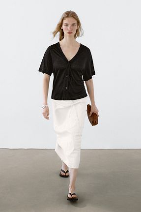 رویه مشکی زنانه کتان Massimo Dutti - کد 297820228