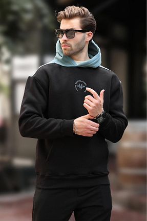 سوئیشرت مشکی مردانه ساده Madmext - کد 853797317