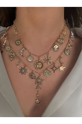 گردنبند استیل ( فولاد ) زرد زنانه h&b design jewel - کد 929529886