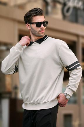 سوئیشرت بژ مردانه اورسایز Madmext - کد 845382069