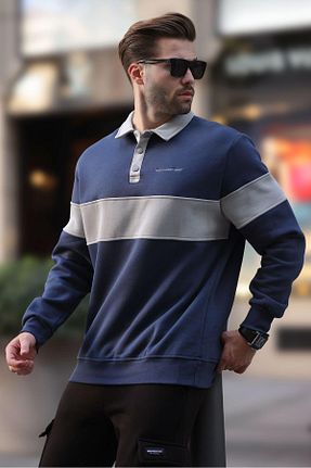 سوئیشرت سرمه ای مردانه رگولار Madmext - کد 859286694