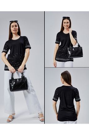 تیشرت مشکی زنانه رگولار YXL COLLECTION - کد 929864868
