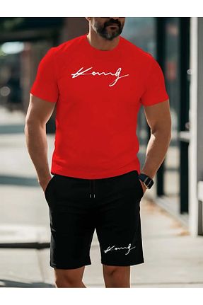 ست بالاتنه و پائین تنه قرمز مردانه بافتنی LAND MODA - کد 929858202
