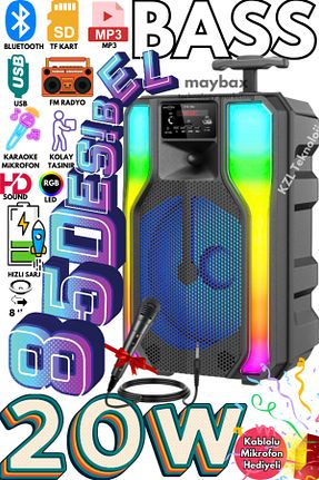 اسپیکر بلوتوث مشکی Maybax - کد 810233503