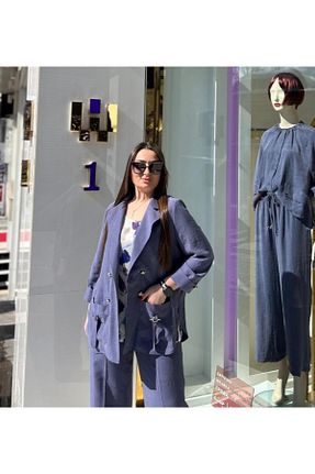 ست بالاتنه و پائین تنه سایز بزرگ سرمه ای زنانه کش دار DE WHITES - کد 929880772
