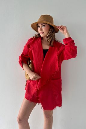 کت قرمز زنانه رگولار bb butik basic - کد 929871970