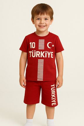 ست بالاتنه و پائین تنه قرمز بچه گانه بافتنی babixkids - کد 302258251